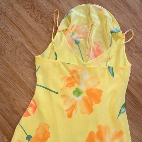 Vintage Lauren Ralph Lauren Floral Yellow Slip Dress 100% Silk Size 8 - Picture 9 of 11